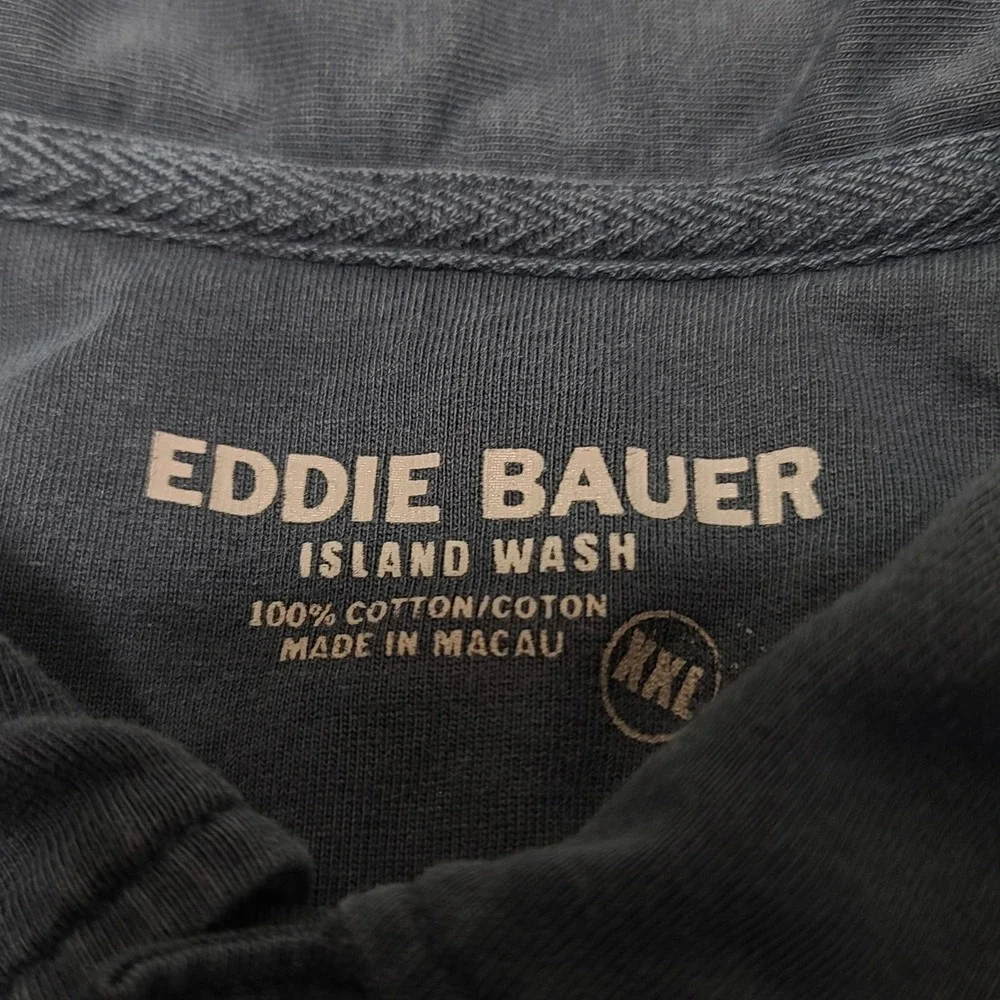 Eddie Bauer Island Wash Polo Shirt Mens XXL Blue Short Sleeve Cotton Pocket